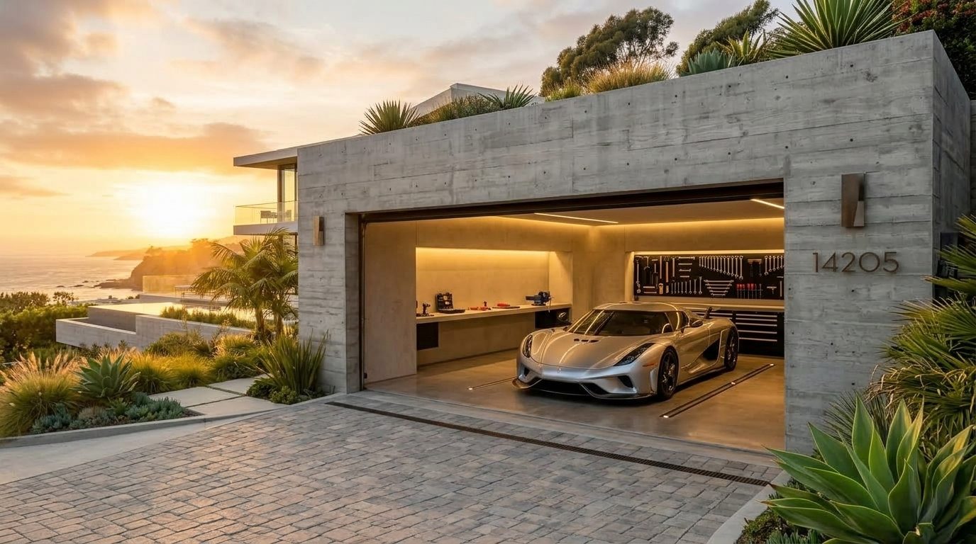 Reed Apex Garage Doors Garage Door Gliding Open Revealing Warm Illuminated Interior